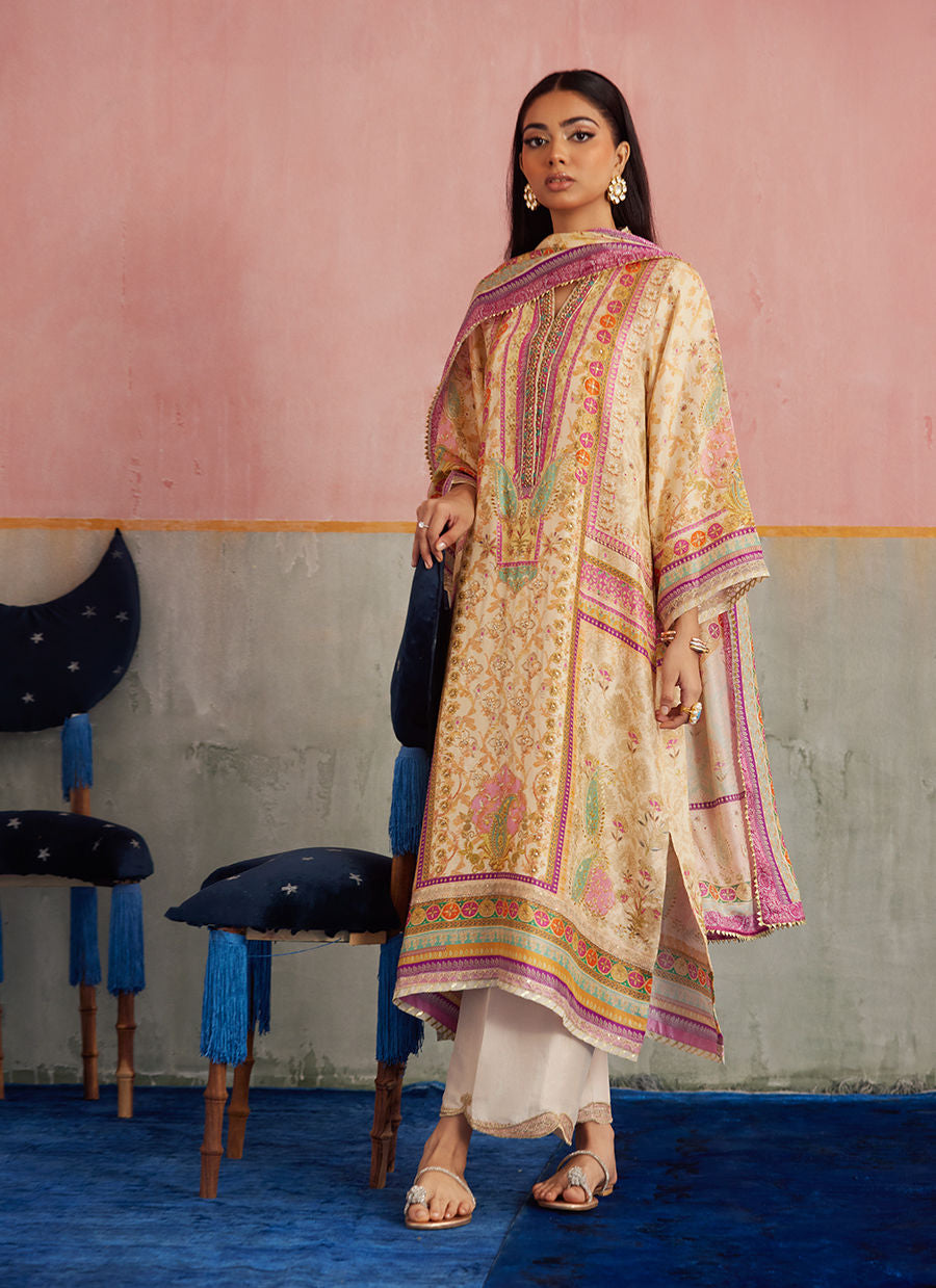 Farah Talib Aziz Mayna Festive Prints '25 - Isa Ivory Shirt and Dupatta