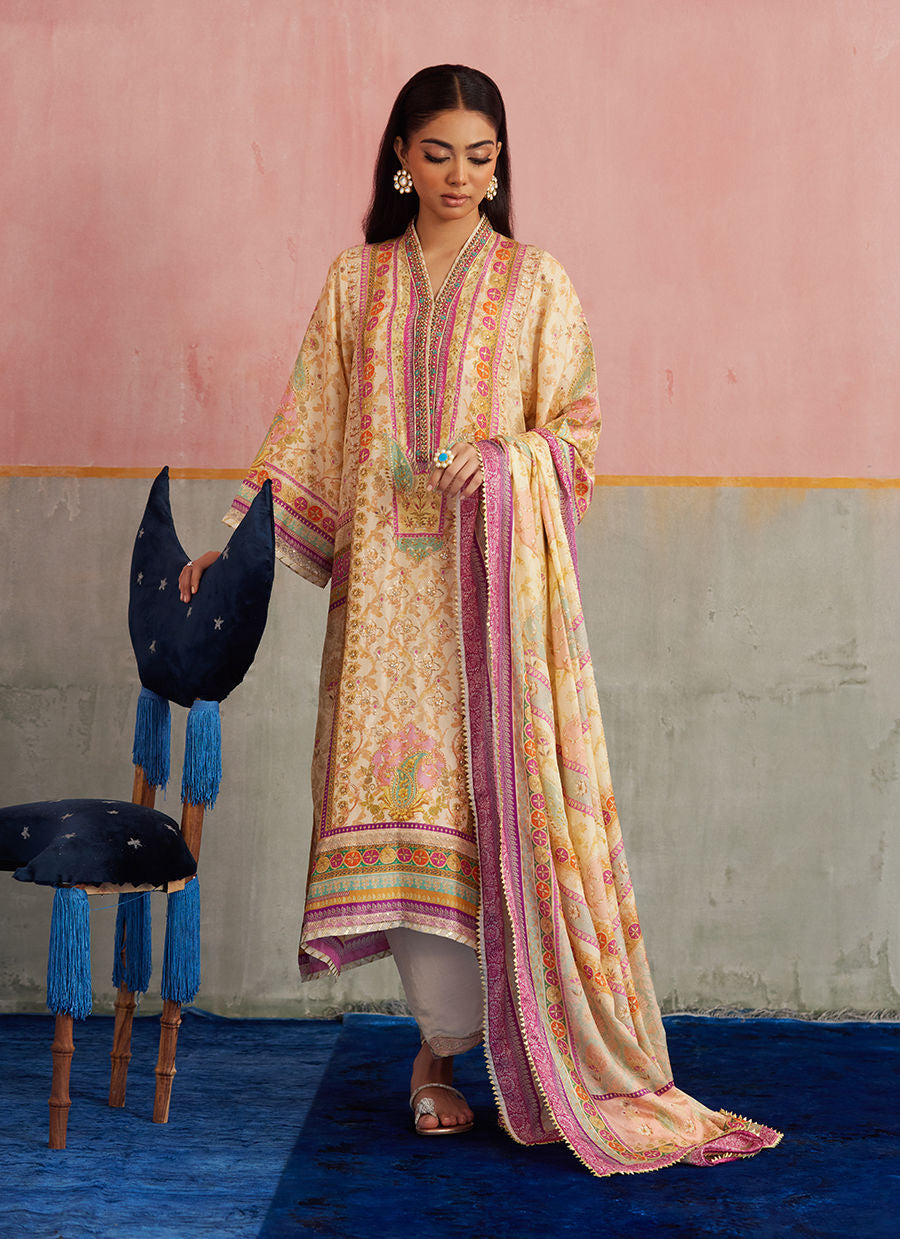 Farah Talib Aziz Mayna Festive Prints '25 - Isa Ivory Shirt and Dupatta