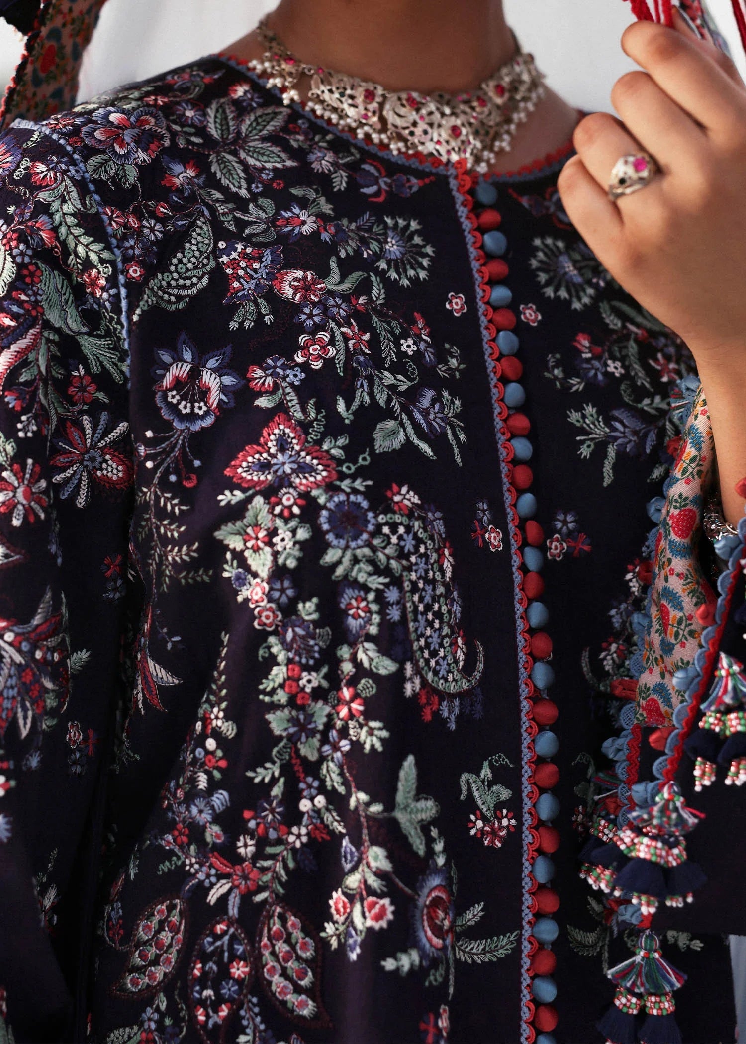 HUSSAIN REHAR | KARANDI UNSTITCHED '25 - ROUGE