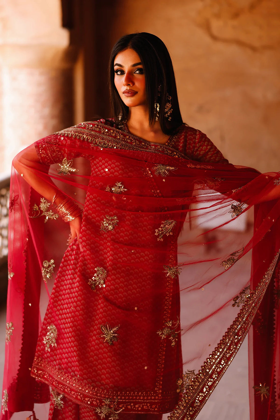 charizma|fumes luxury chiffon collection-Embroidered Chiffon Suit CMA-5-134A