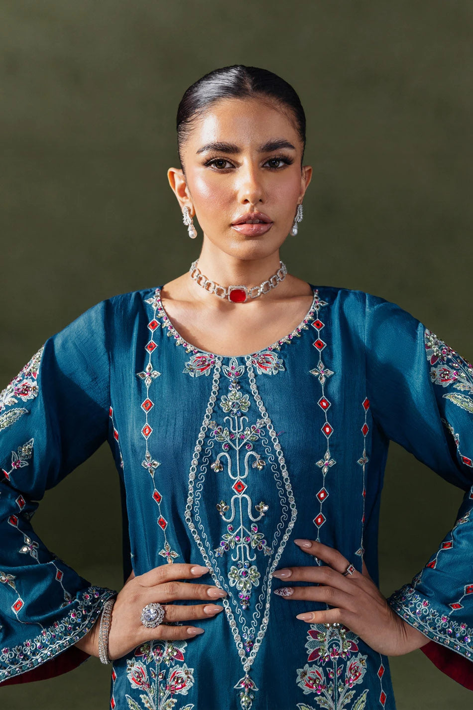 Ammara Khan Solenne '25 - Classic Teal Blue Kaftan (D-02)