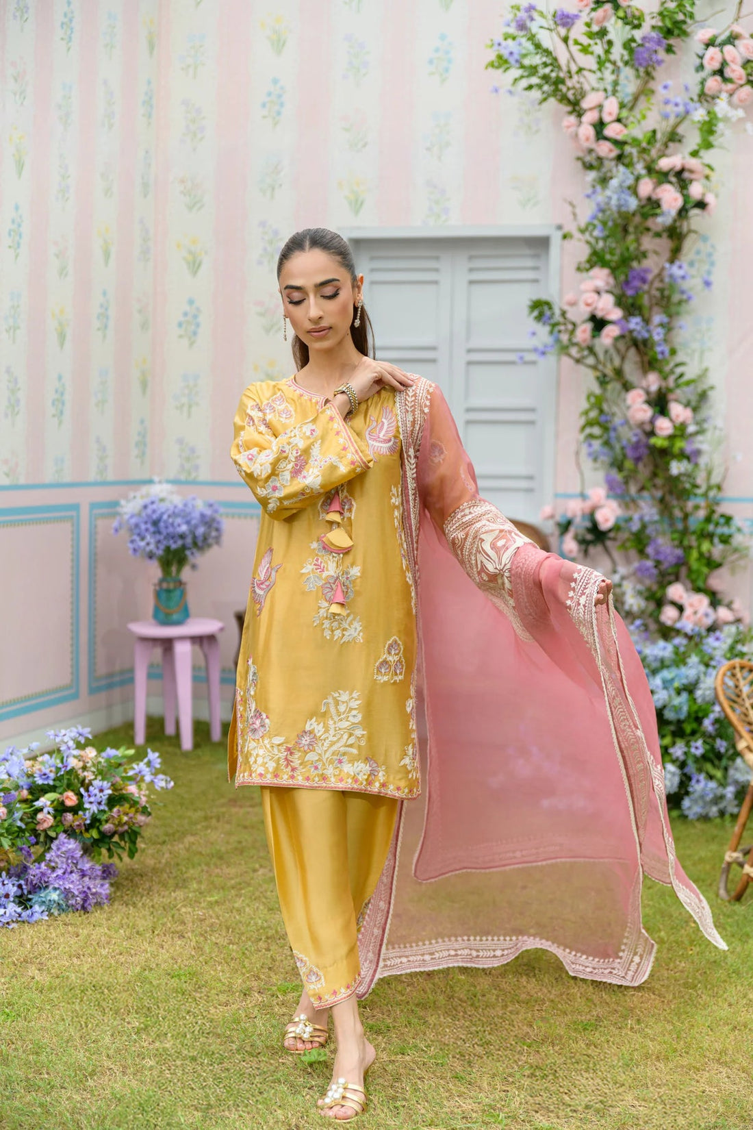 Flairs Studio| Zarayna-Festive Formals '25 - Custard