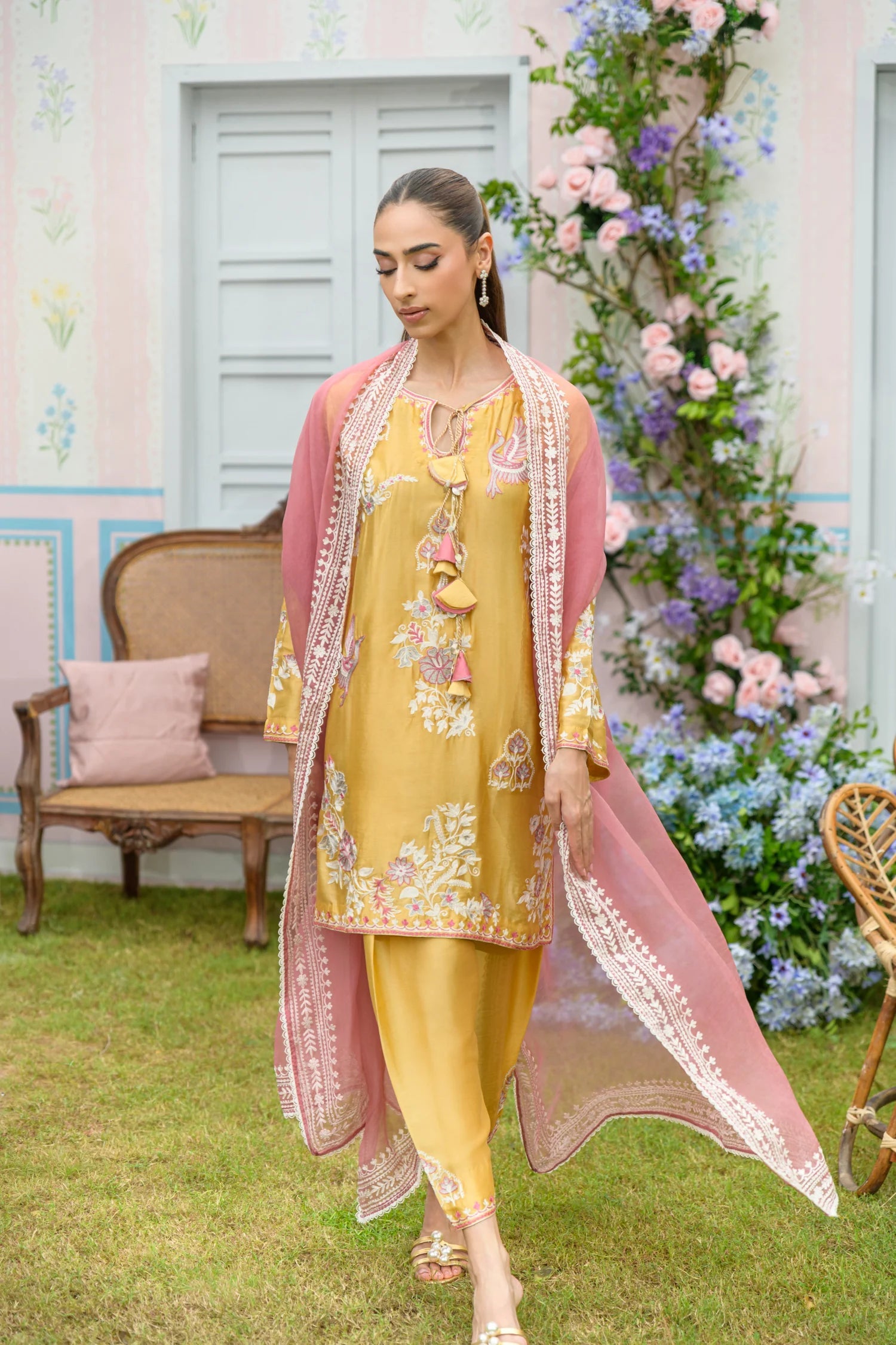 Flairs Studio| Zarayna-Festive Formals '25 - Custard