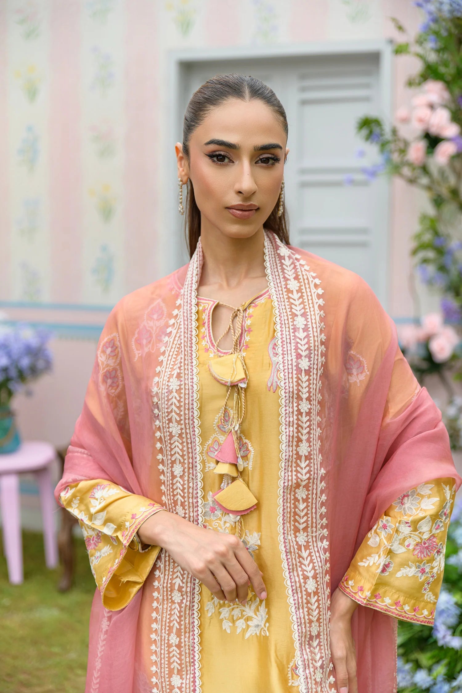 Flairs Studio| Zarayna-Festive Formals '25 - Custard