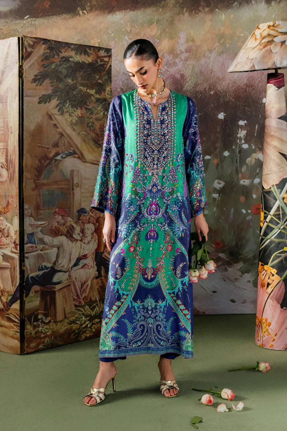 Ammara Khan| Solenne '25 - Emerald Sea Kaftan (D-15)