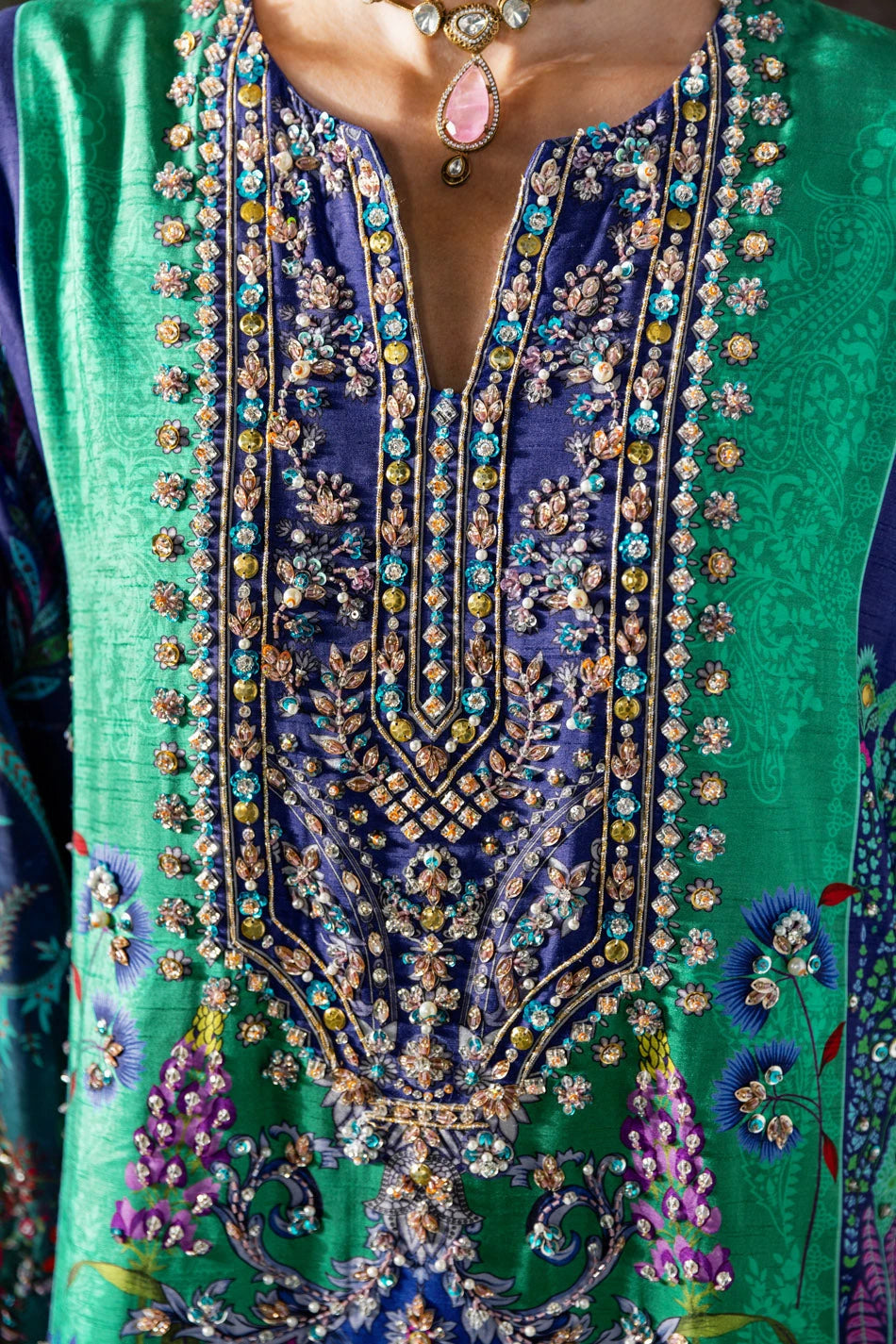Ammara Khan| Solenne '25 - Emerald Sea Kaftan (D-15)