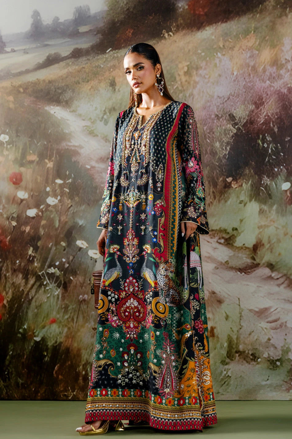 Ammara Khan| Solenne '25 - Midnight Meadow Kaftan (D-11)