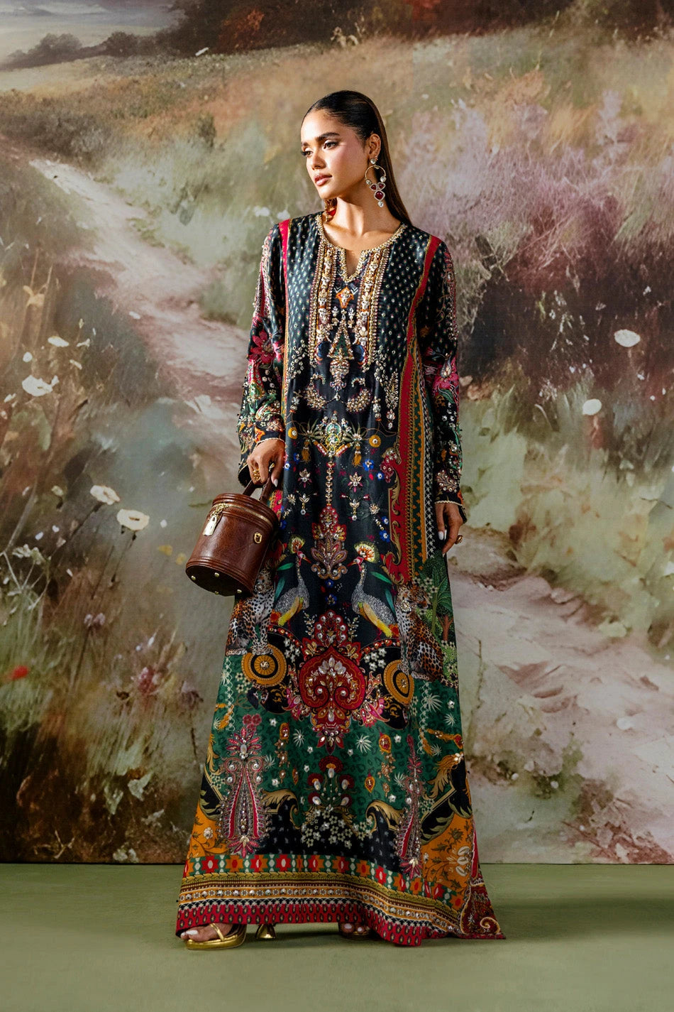 Ammara Khan| Solenne '25 - Midnight Meadow Kaftan (D-11)