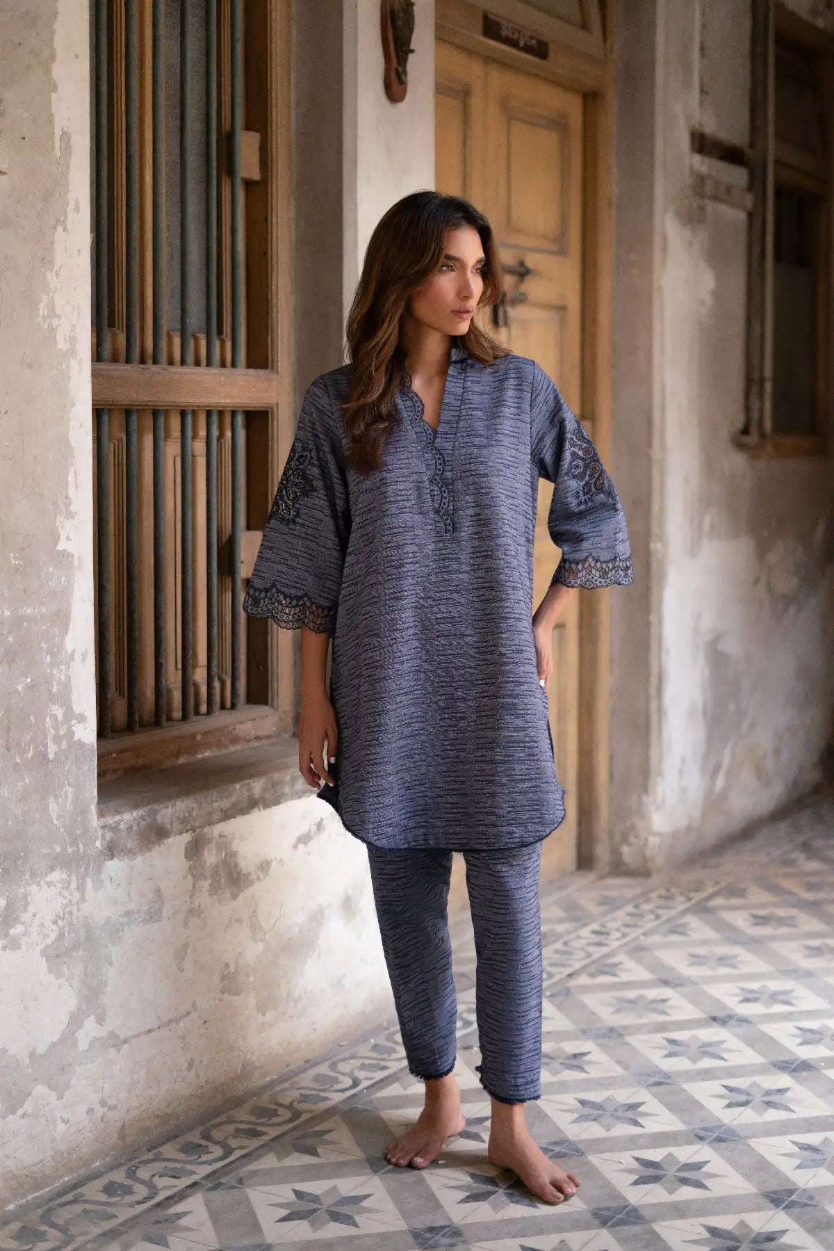 Studio Mehr | Fall  '25 Collectio  - Pigeon Blue Matching Set