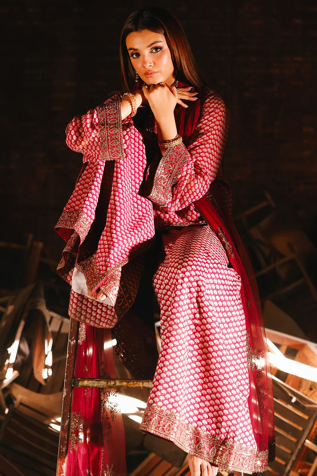 Charizma|Fumes Luxury Chiffon Collection 3-PC Embroidered Chiffon Suit CMA-5-115A