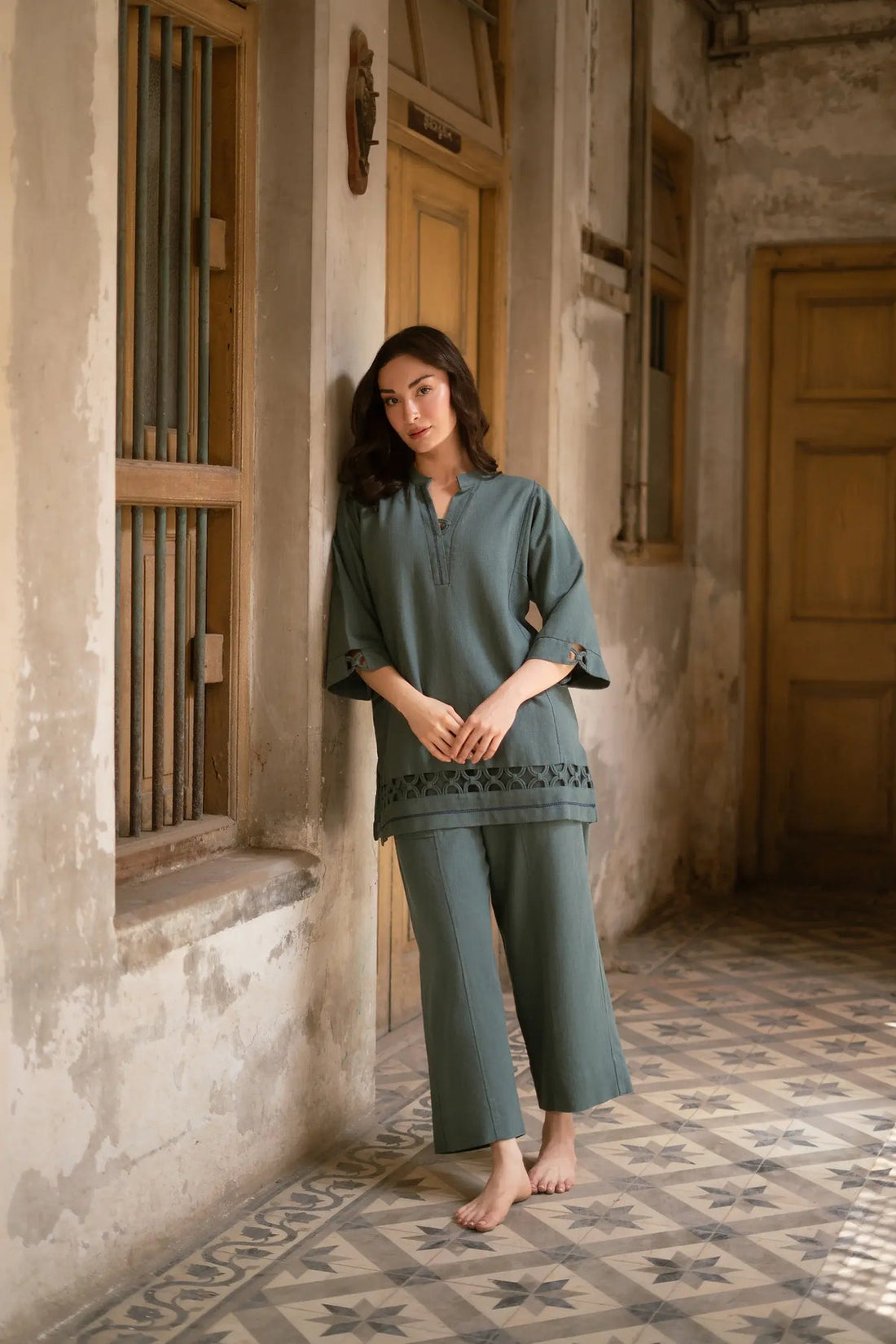 Studio Mehr |  Fall '25 Collection -  Spice Green Matching Set