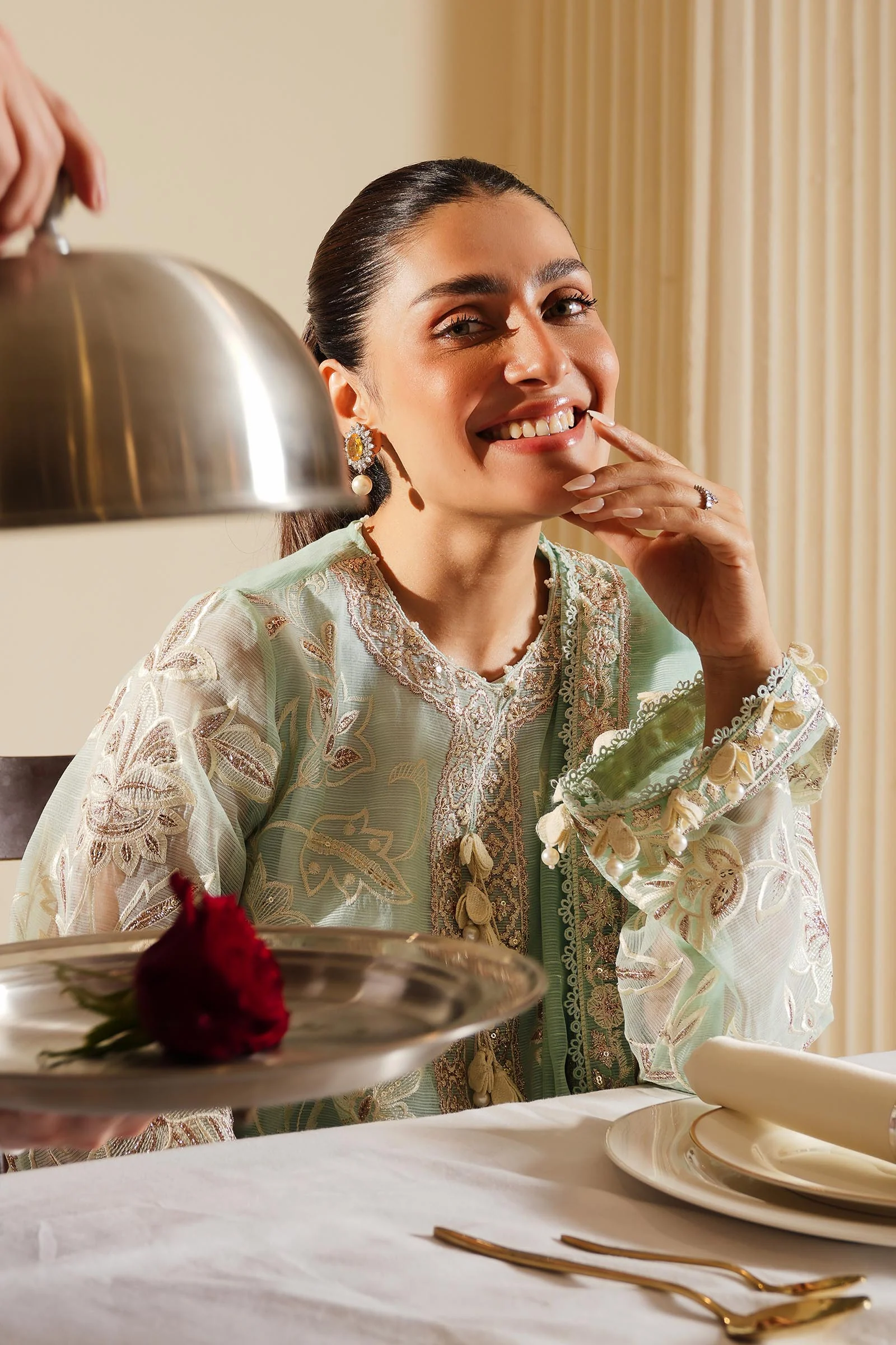 Sana Safinaz| Stitched Embroidered Cotton Shirt + Shalwar + Dupatta/ SS25SGE337P3