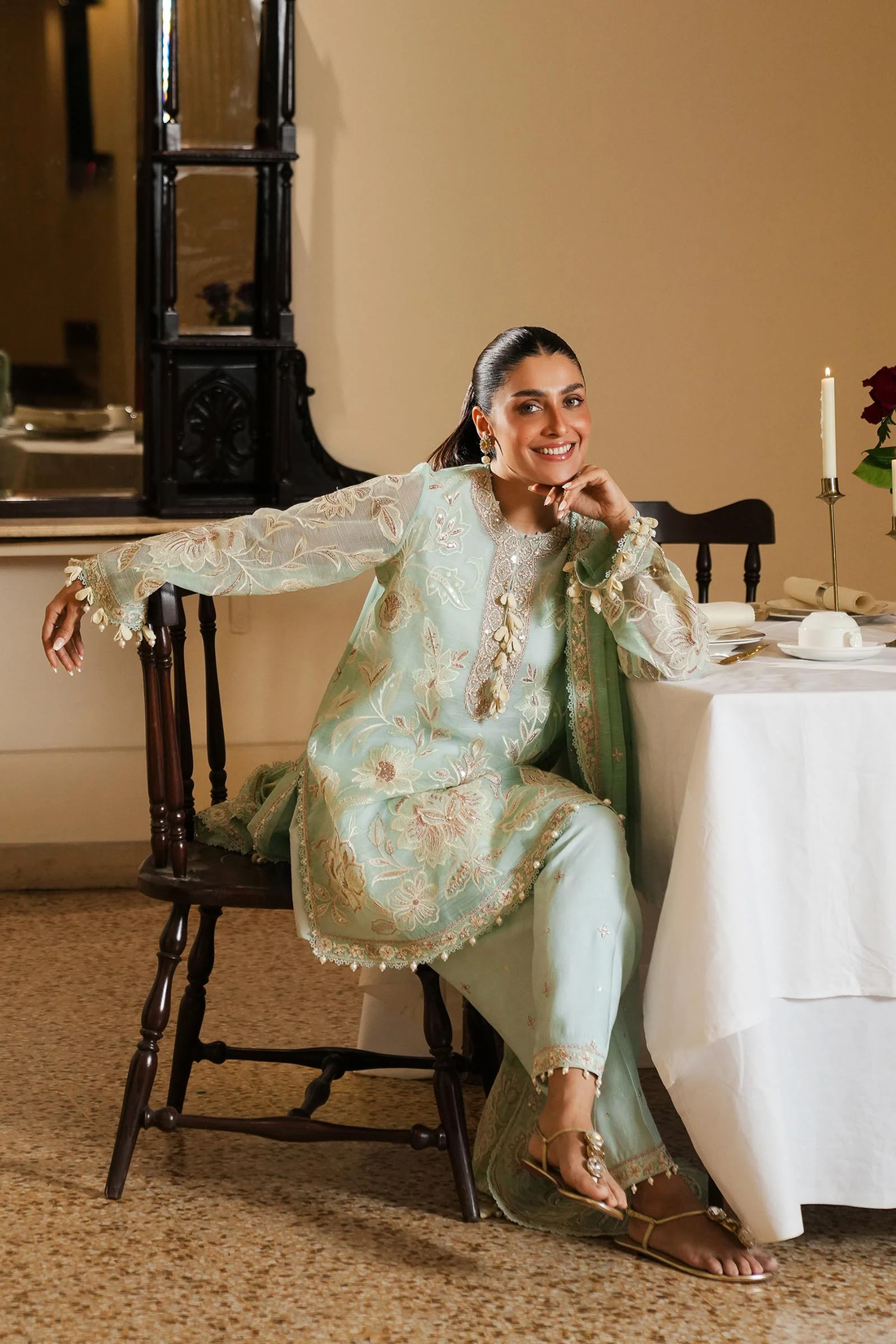 Sana Safinaz| Stitched Embroidered Cotton Shirt + Shalwar + Dupatta/ SS25SGE337P3